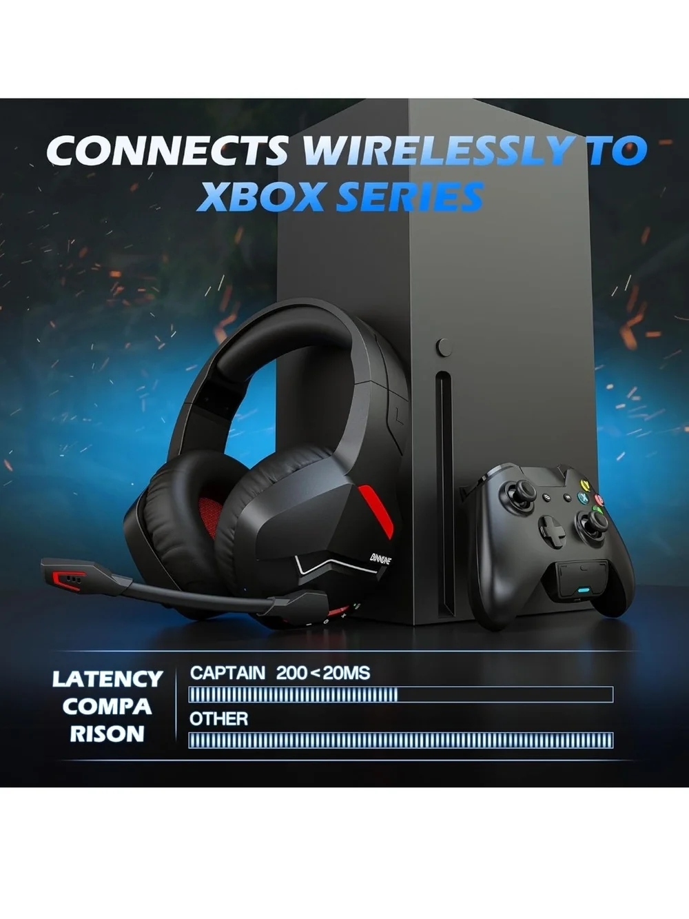 BINNUNE Wireless Xbox Gaming Headset 120H Bluetooth 5.3 50mm Mic
